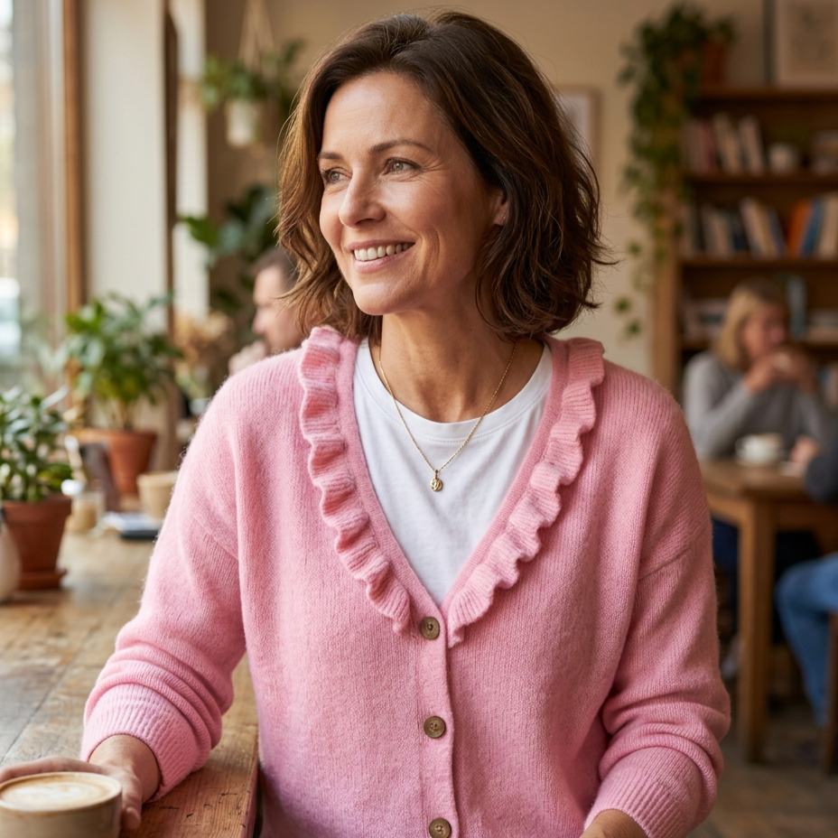 Agnese Borsani™ Cardigan s volánkovým límcem pro každodenní eleganci