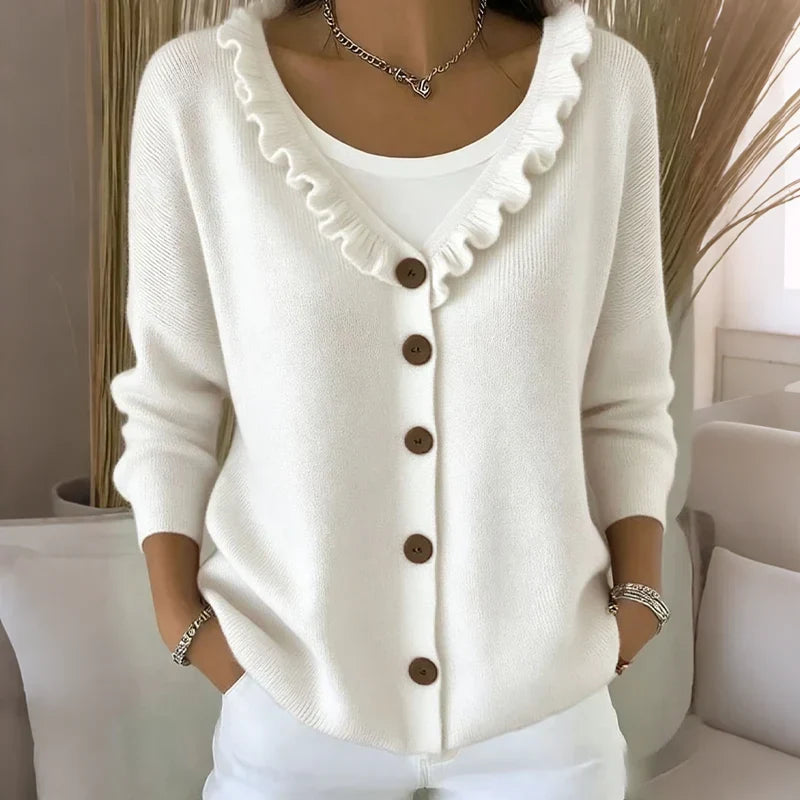 Agnese Borsani™ Cardigan s volánkovým límcem pro každodenní eleganci