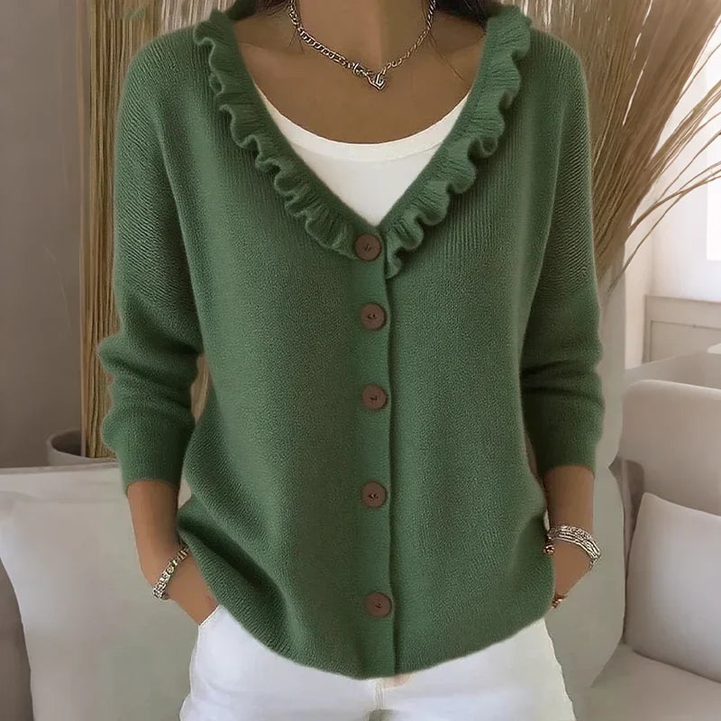 Agnese Borsani™ Cardigan s volánkovým límcem pro každodenní eleganci