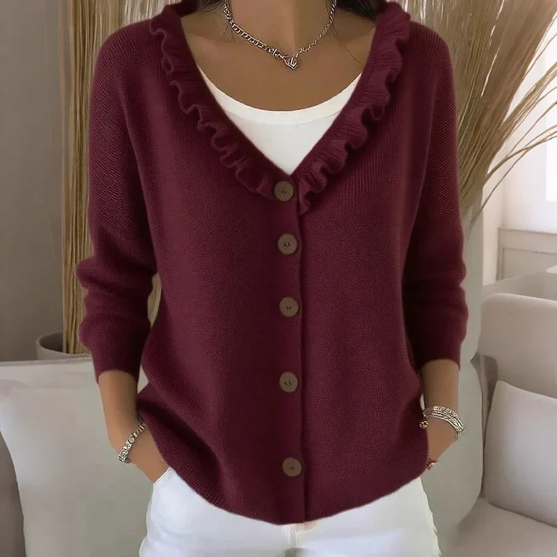 Agnese Borsani™ Cardigan s volánkovým límcem pro každodenní eleganci