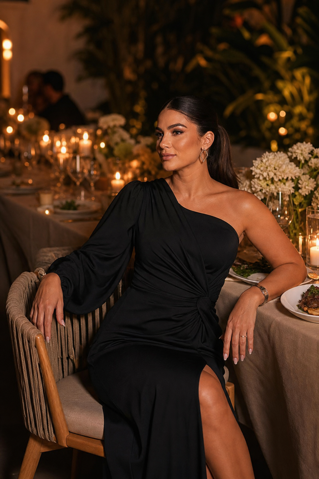 Agnese Querci™ Maxi šaty s jedním ramenem z jemného materiálu pro bezstarostné večery