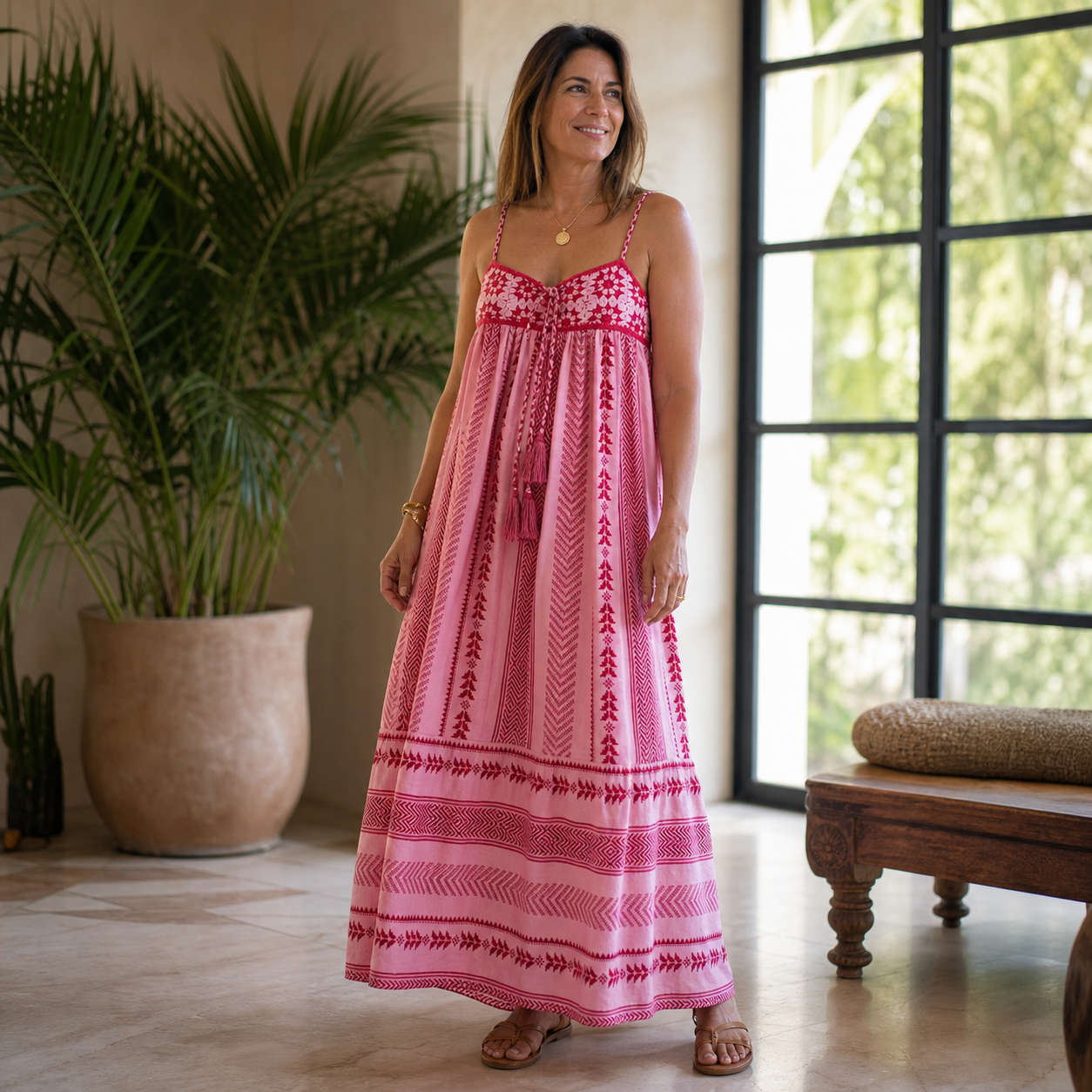 Anita Locatelli™ Vzdušné boho maxi šaty na dovolenou