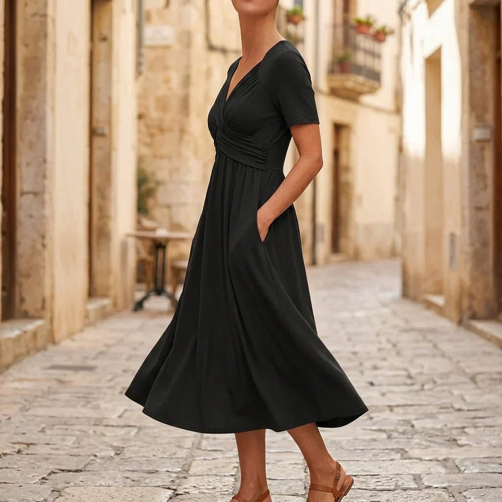 Anita Monterosso™ Lichoběžníkové šaty s výstřihem do V pro bezstarostnou eleganci