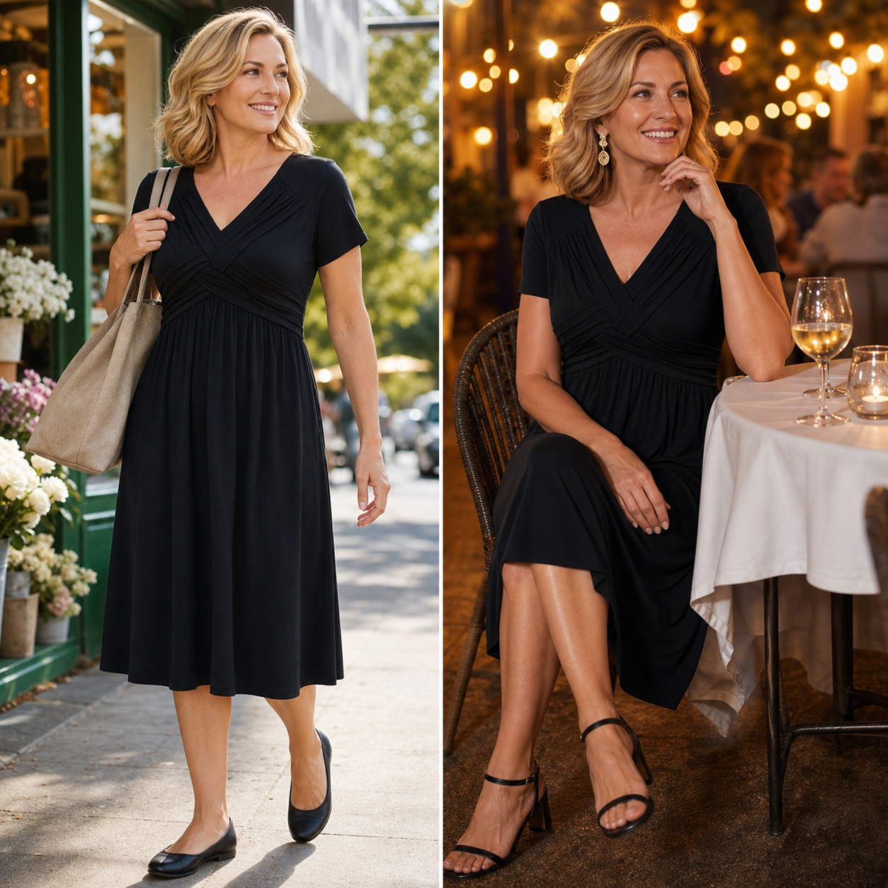 Anita Monterosso™ Lichoběžníkové šaty s výstřihem do V pro bezstarostnou eleganci