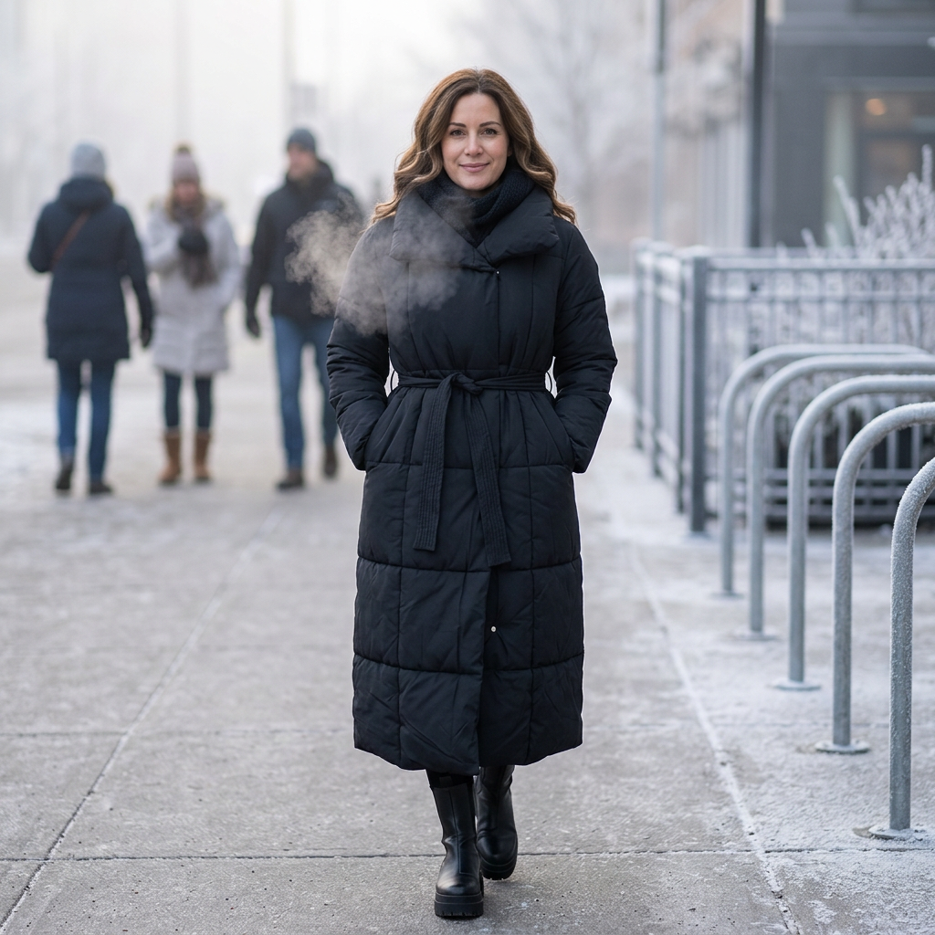 Annalisa Muratori™ Elegantní prošívaný kabát s páskem pro útulné zimní teplo