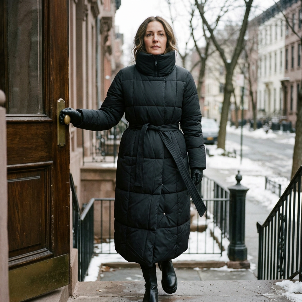 Annalisa Muratori™ Elegantní prošívaný kabát s páskem pro útulné zimní teplo