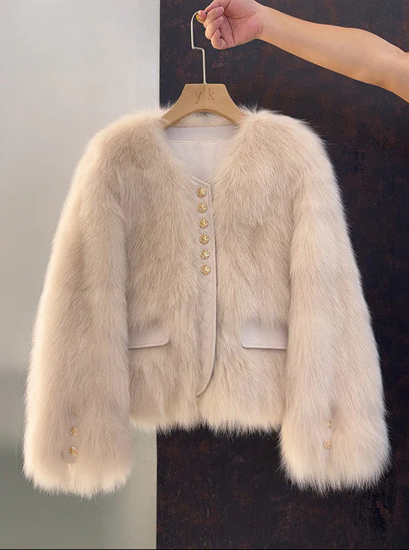 Assunta Aurelia Luxe Faux Fur Jacket - gallery view highlighting faux fur texture detail