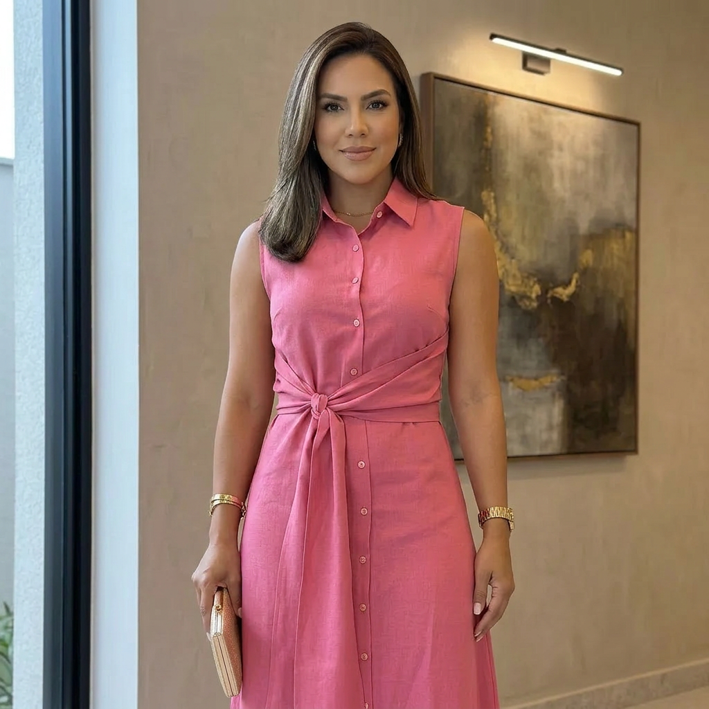 Aurora Moretti™ Dámské midi šaty s vázáním v pase
