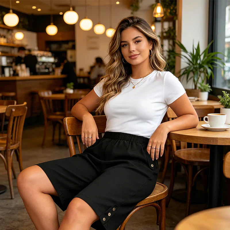 Azzurra Mottola™ Pohodlné tříčtvrteční kalhoty s elastickým pasem