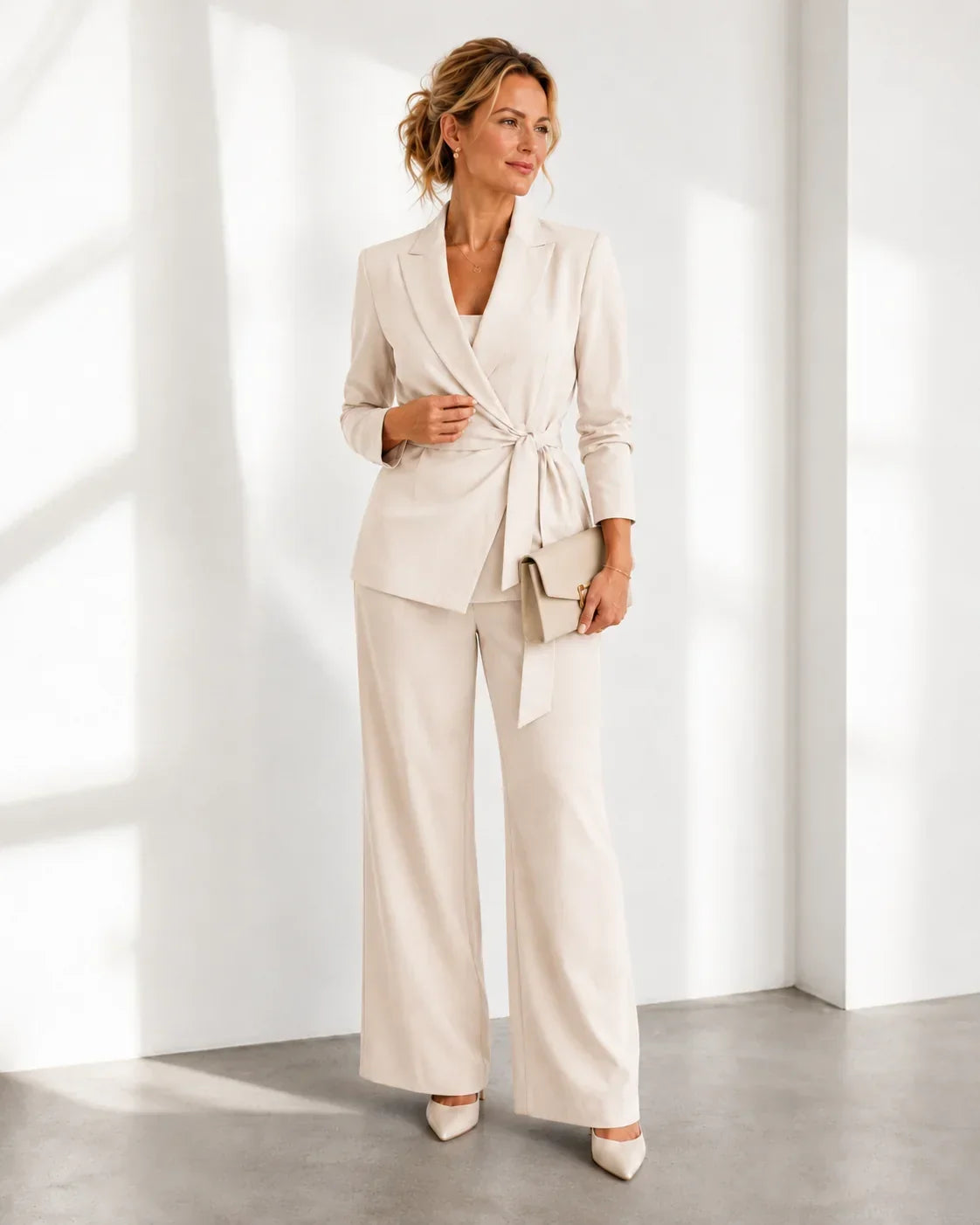 Barbara Aloisi™ Elegantní kostým s páskem vhodný do práce i na společenské události