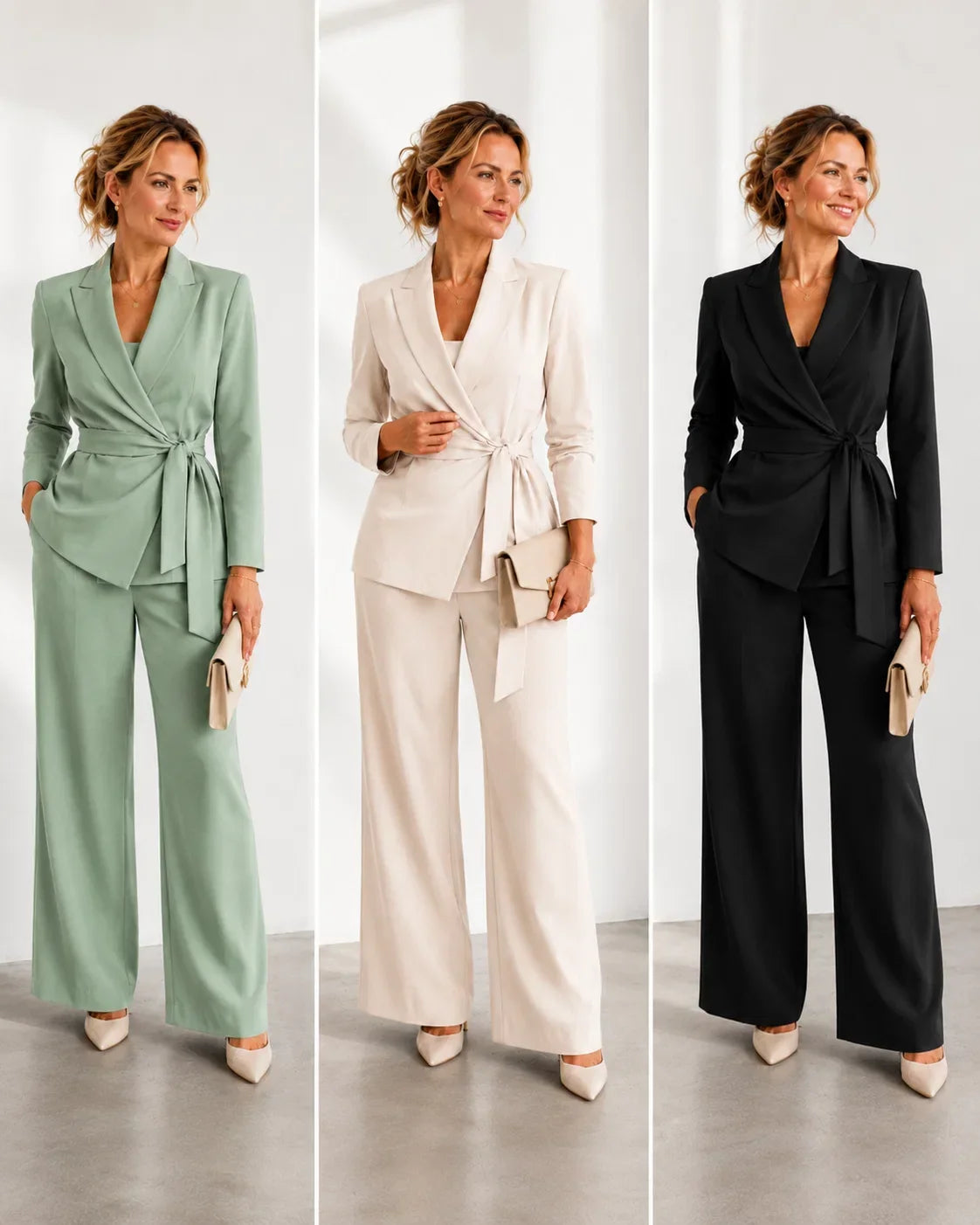 Barbara Aloisi™ Elegantní kostým s páskem vhodný do práce i na společenské události