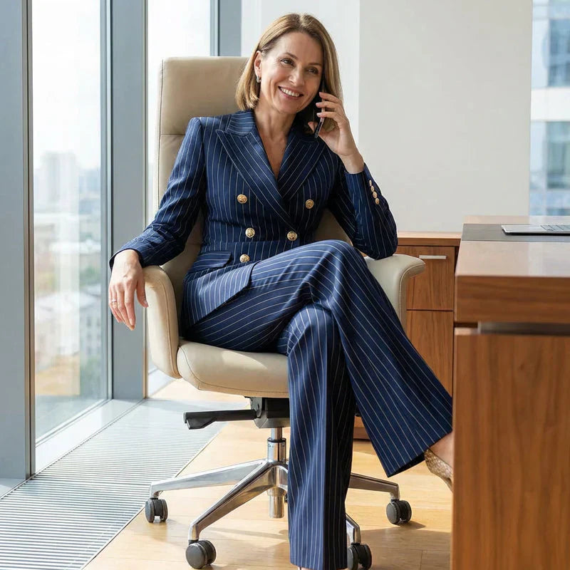 Barbara Ronchi™ Pruhovaný elegantní kostým pro uhlazenou eleganci