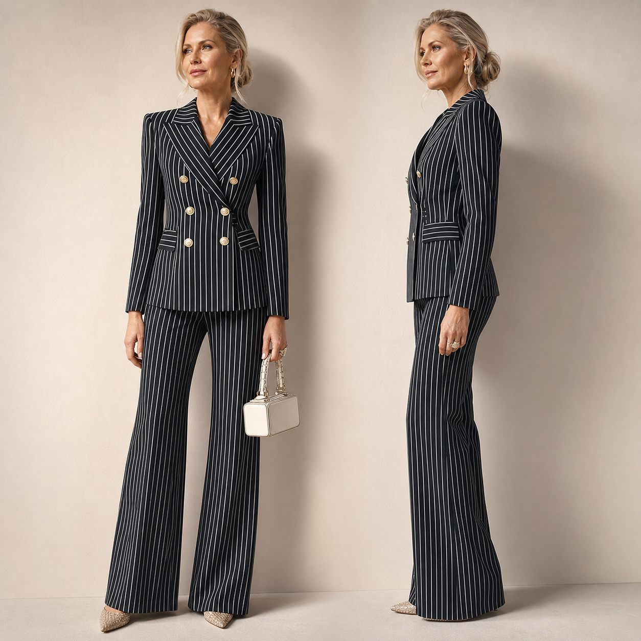 Barbara Ronchi™ Pruhovaný elegantní kostým pro uhlazenou eleganci