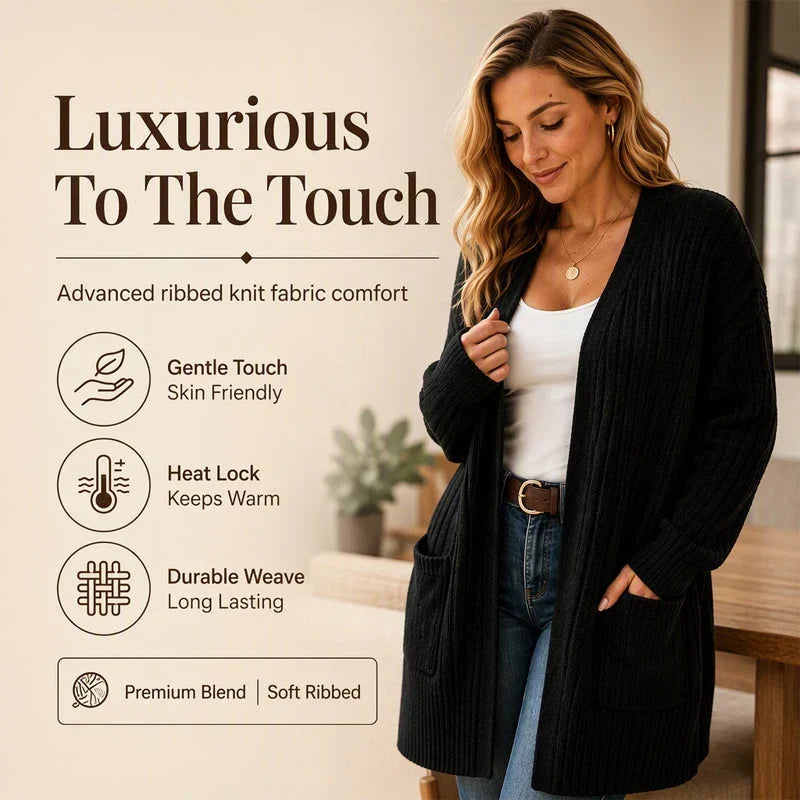 Benedetta Balducci Ribbed Knit Cardigan - front view of women's ribbed knit cardigan