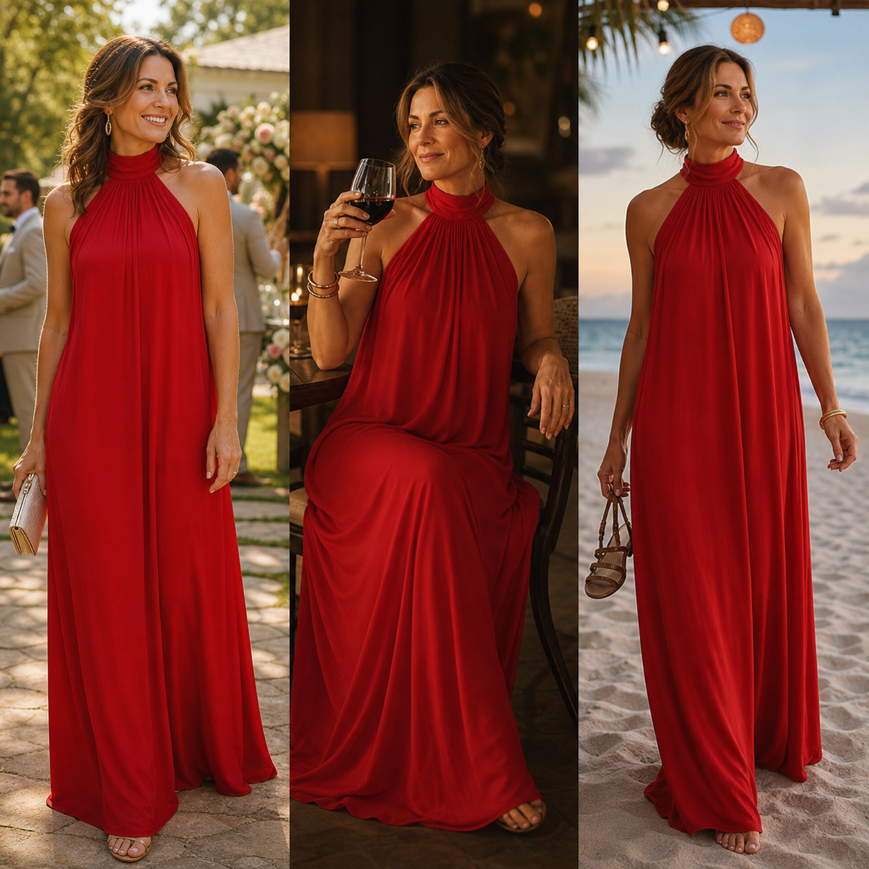 Benedetta Giuliani™ Elegantní maxi šaty s hajterkovou výstřihou pro večery plné lehkosti