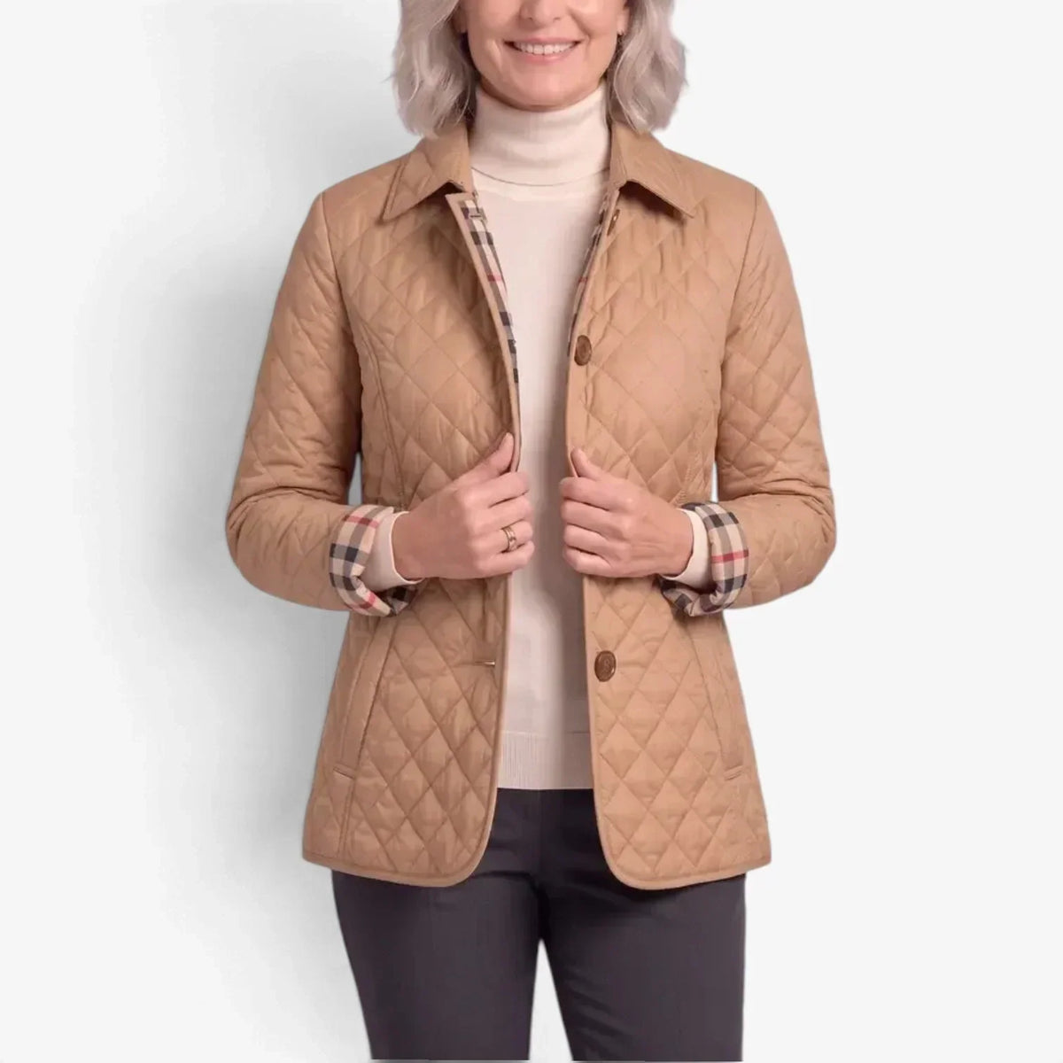 Berta Cordelia Diamond Quilted Button Jacket - main front product view