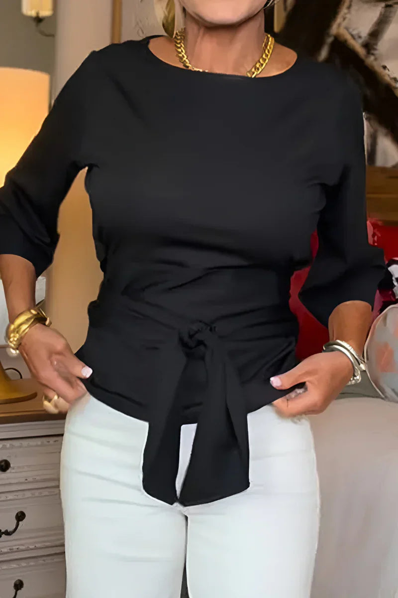 Brigida Argento™ Bluzka s lodičkovým výstřihem a vázáním v pase