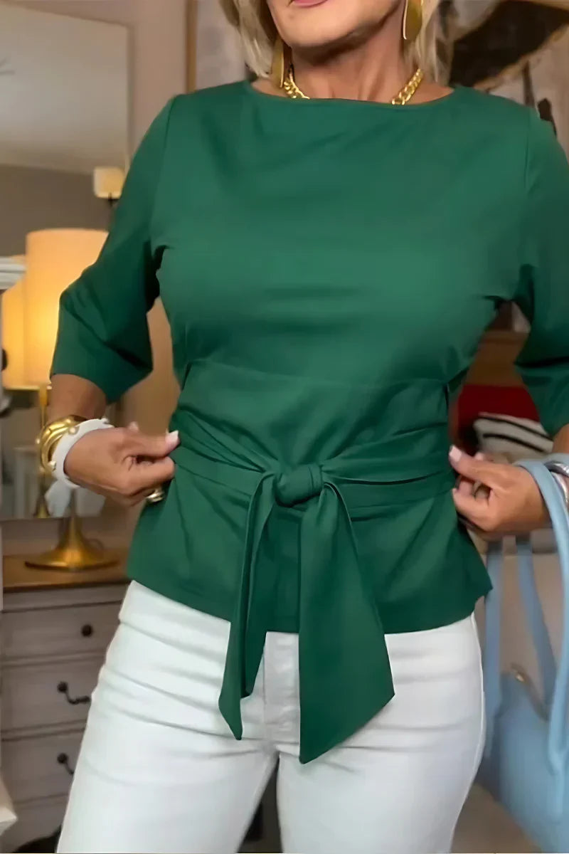 Brigida Argento™ Bluzka s lodičkovým výstřihem a vázáním v pase