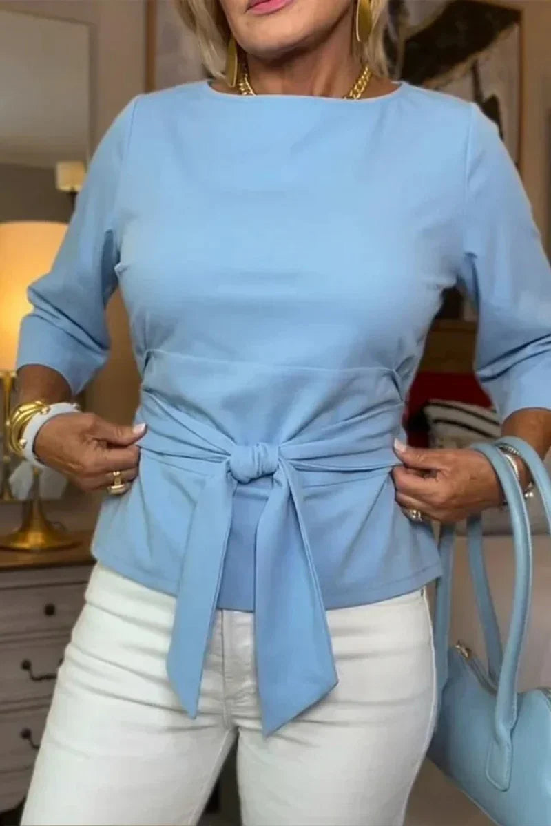 Brigida Argento™ Bluzka s lodičkovým výstřihem a vázáním v pase