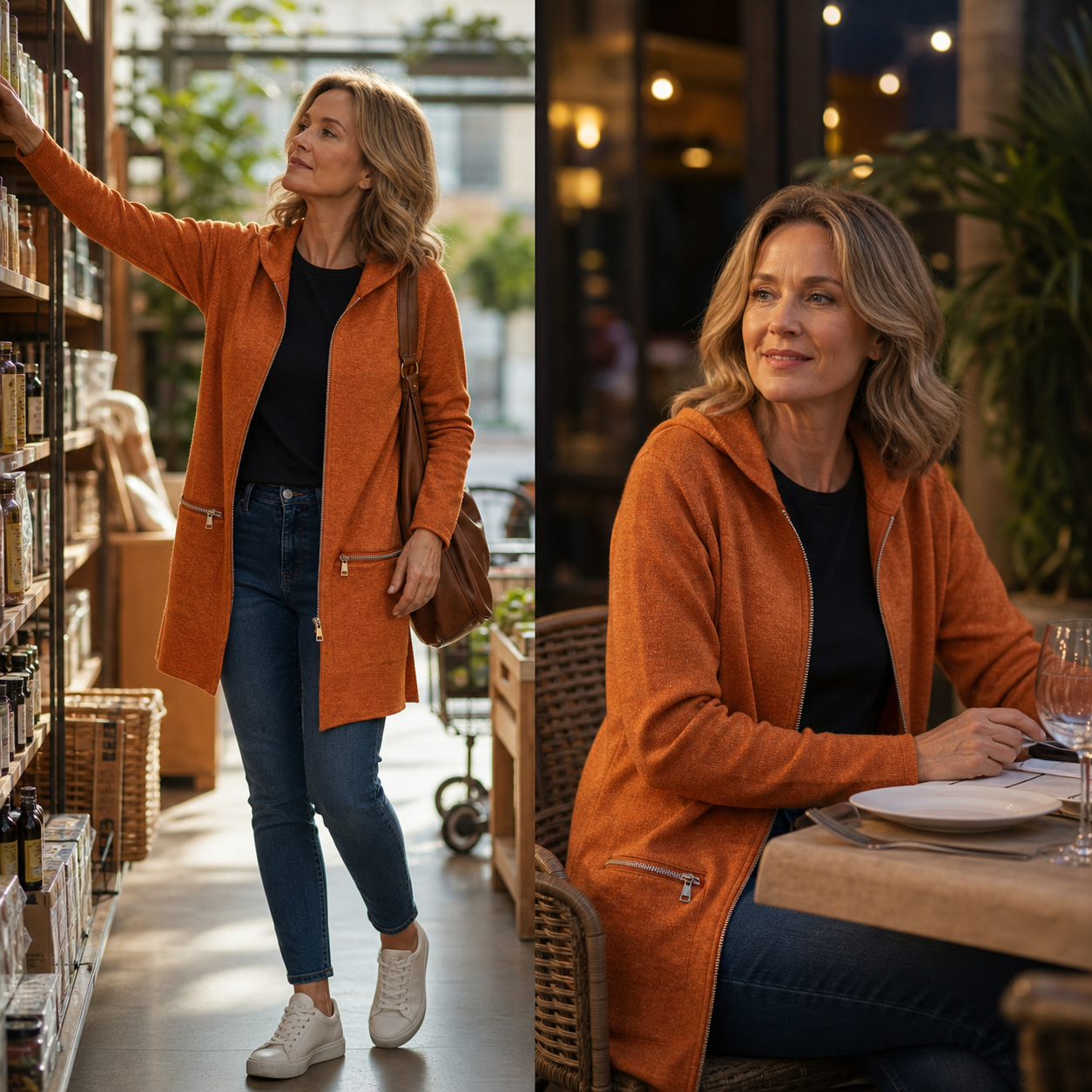 Candida Barchetti™ Zipová mikina s kapucí pro každodenní vrstvení