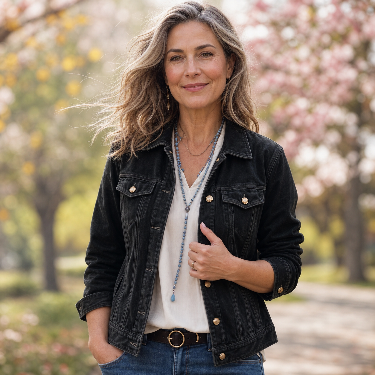 Candida Baronetti™ Všestranná knoflíková bunda s vintage vypráním