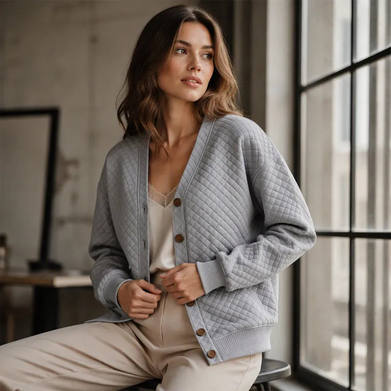 Caterina Borgognini™ Útulný zapínací kardigan pro elegantní každodenní vrstvení