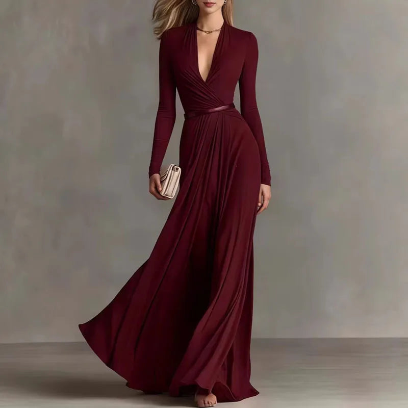 Caterina Sportelli™ Vzdušné maxi šaty s výstřihem do V pro zvláštní příležitosti