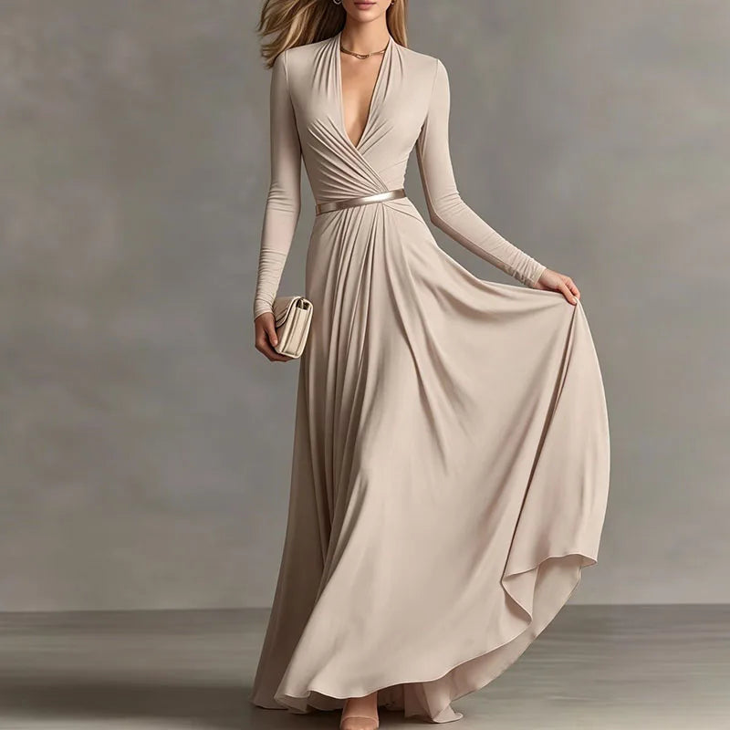 Caterina Sportelli™ Vzdušné maxi šaty s výstřihem do V pro zvláštní příležitosti