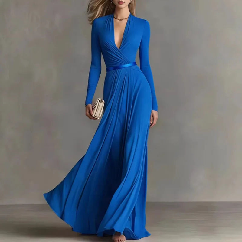 Caterina Sportelli™ Vzdušné maxi šaty s výstřihem do V pro zvláštní příležitosti