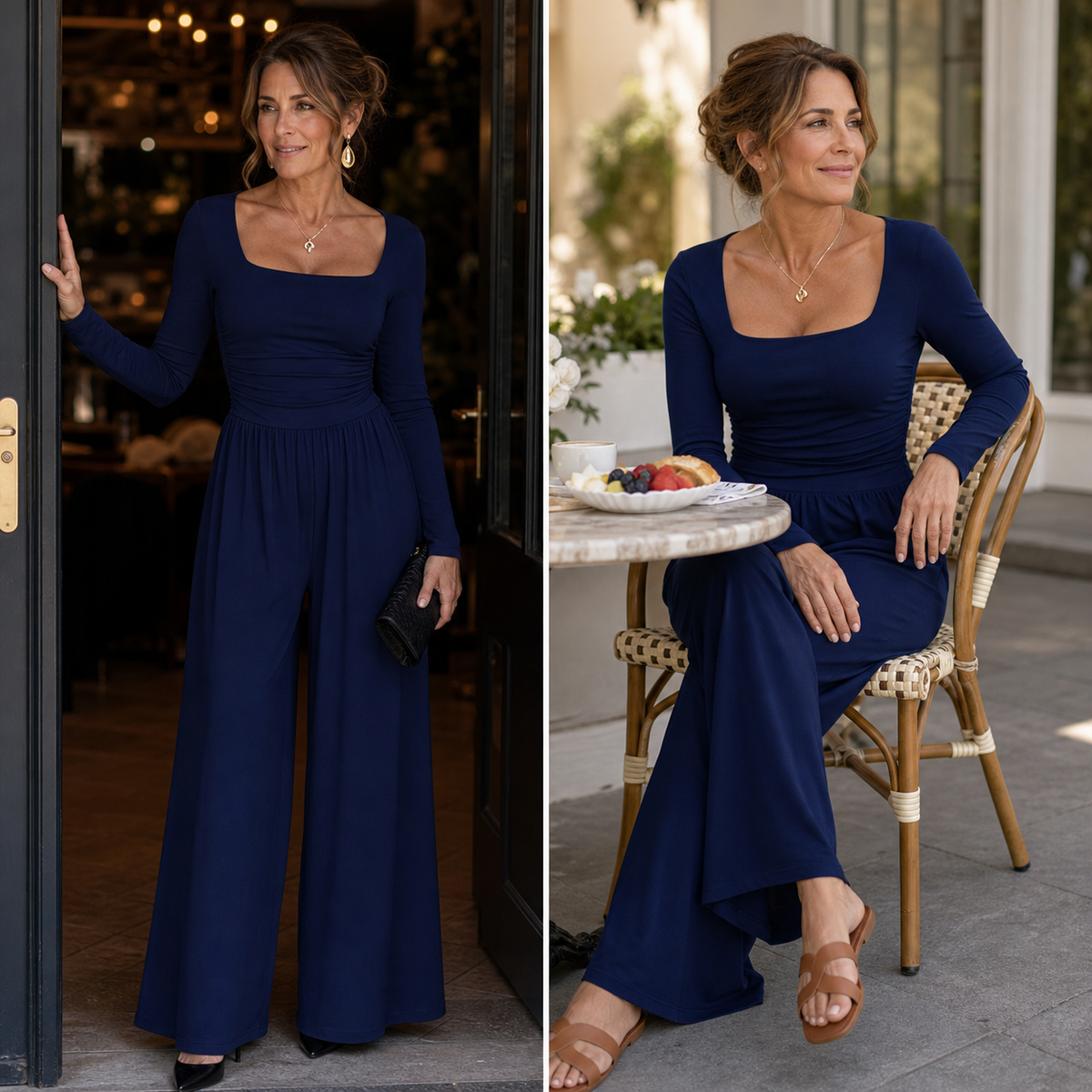 Claudina Attanasio™ Elegantní overal se širokými nohavicemi pro bezstarostné oblékání