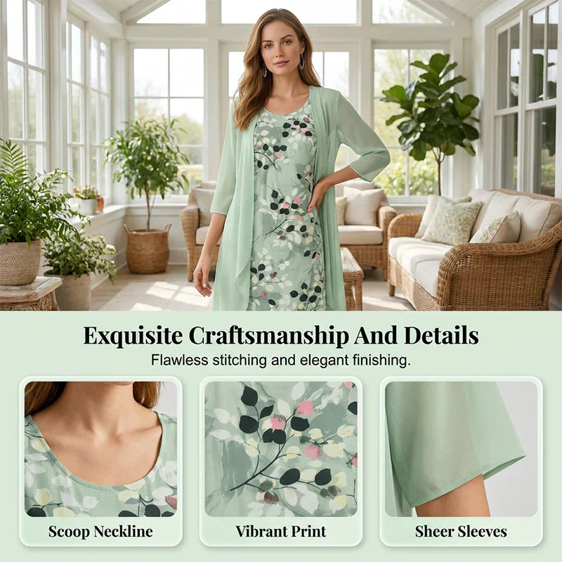 Cristina Mazzoleni™ Elegantní set šatů s ladícím kardiganem