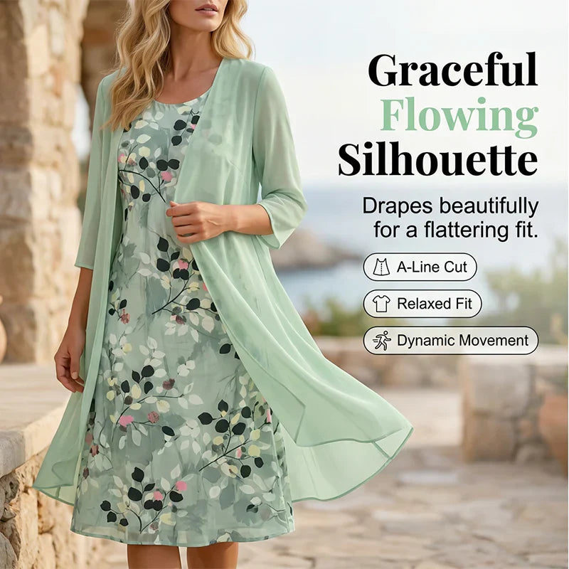 Cristina Mazzoleni™ Elegantní set šatů s ladícím kardiganem