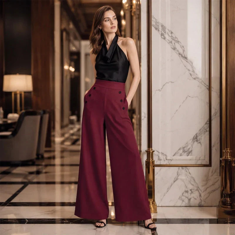 Delia Bottini™ Elegantní kalhoty s vysokým pasem a širokými nohavicemi