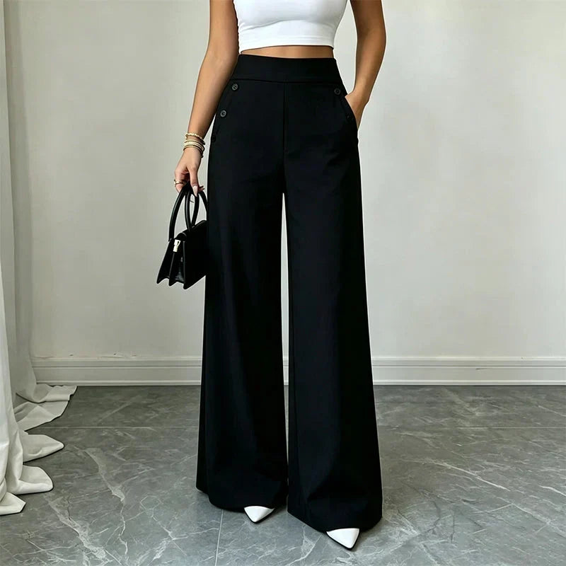Delia Bottini™ Elegantní kalhoty s vysokým pasem a širokými nohavicemi