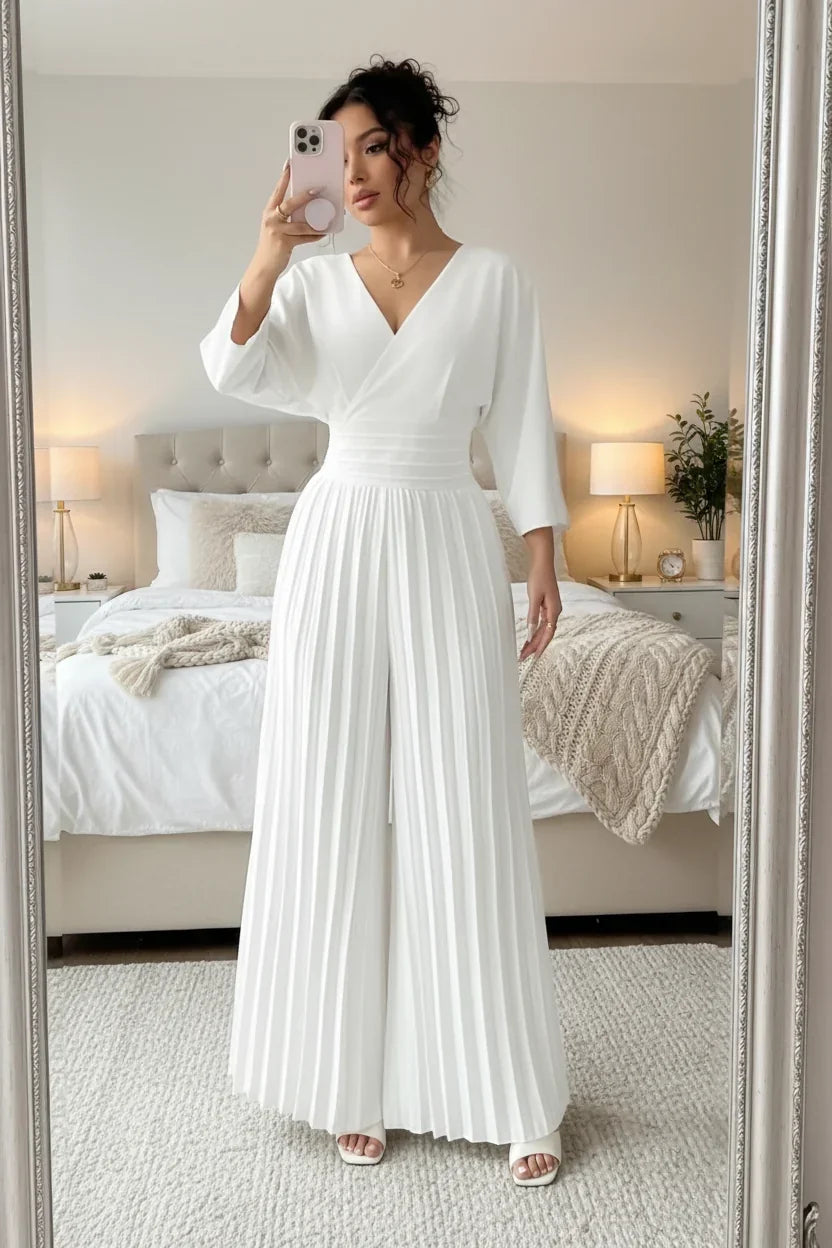 Edvige Acquaviva™ Elegantní overal s výstřihem do V na zvláštní příležitosti