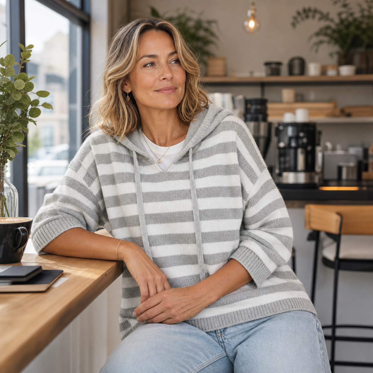 Egle Bassetti™ Útulná pruhovaná mikina s kapucí