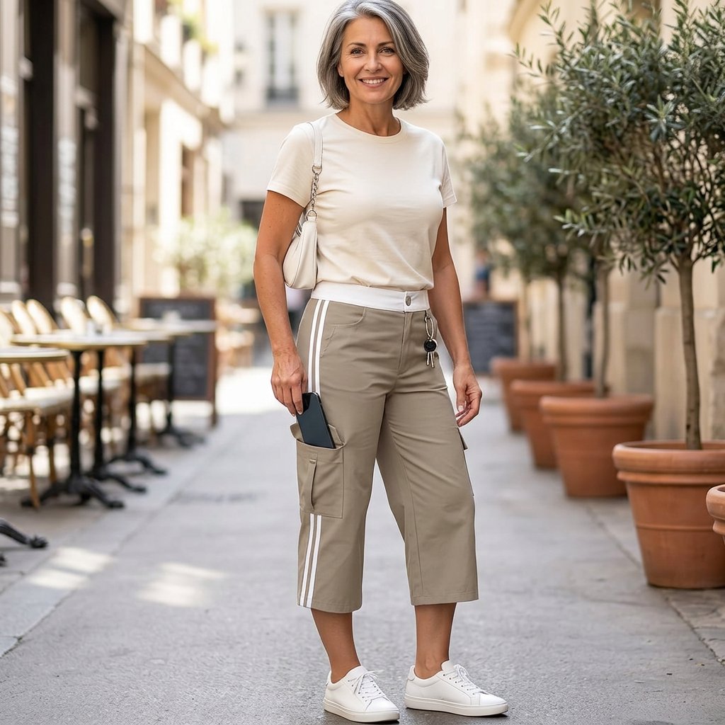 Fausta Agnelli™ Prodyšné capri kalhoty cargo pro každodenní pohodlí