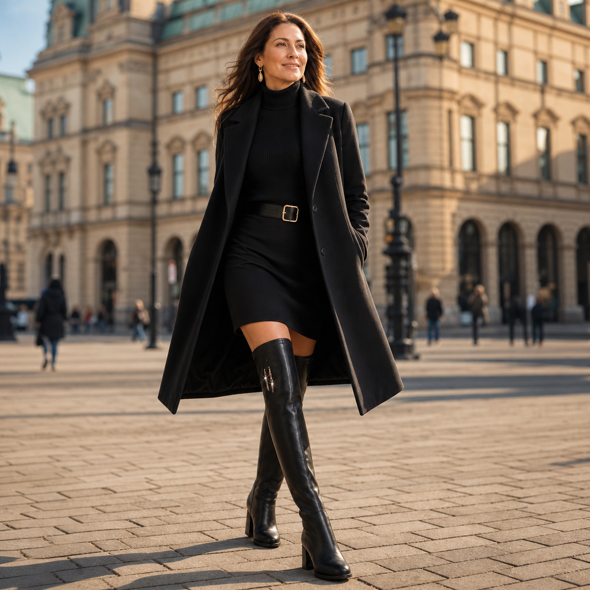 Fedora Rota™ Elegantní kozačky nad kolena pro podzimní outfity