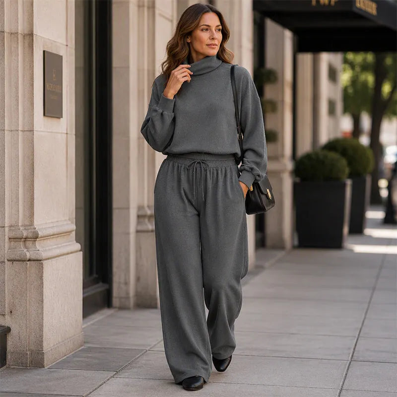 Felicia Orianna Soft Turtleneck Lounge Set - main front view of two-piece turtleneck set