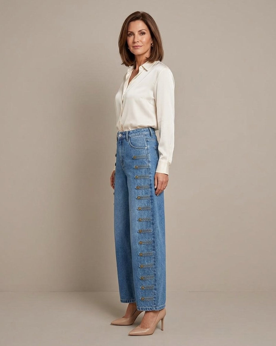 Felicia Brentani™ Džíny s vysokým pasem a širokými nohavicemi, bez námahy elegantní