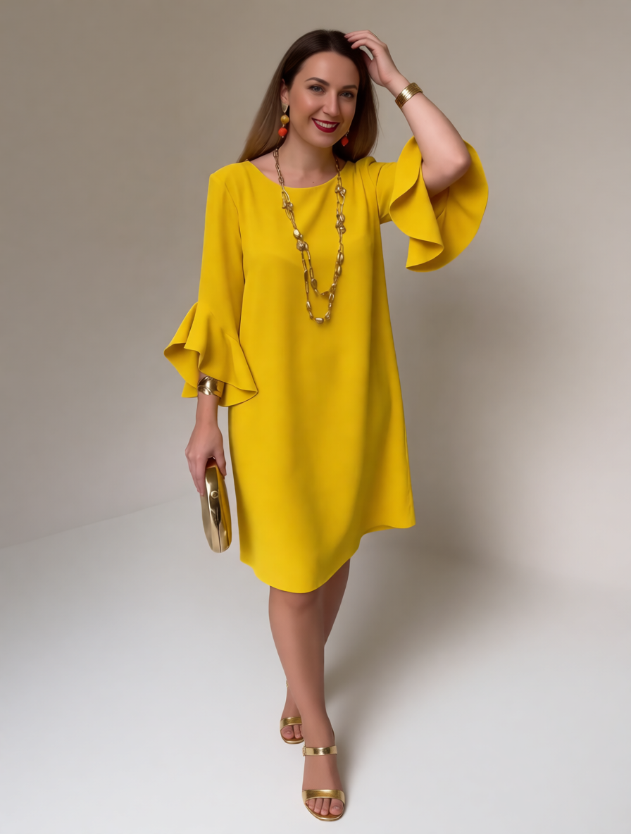 Fiorella Albanese™ Elegantní mini šaty s volánkovými rukávy