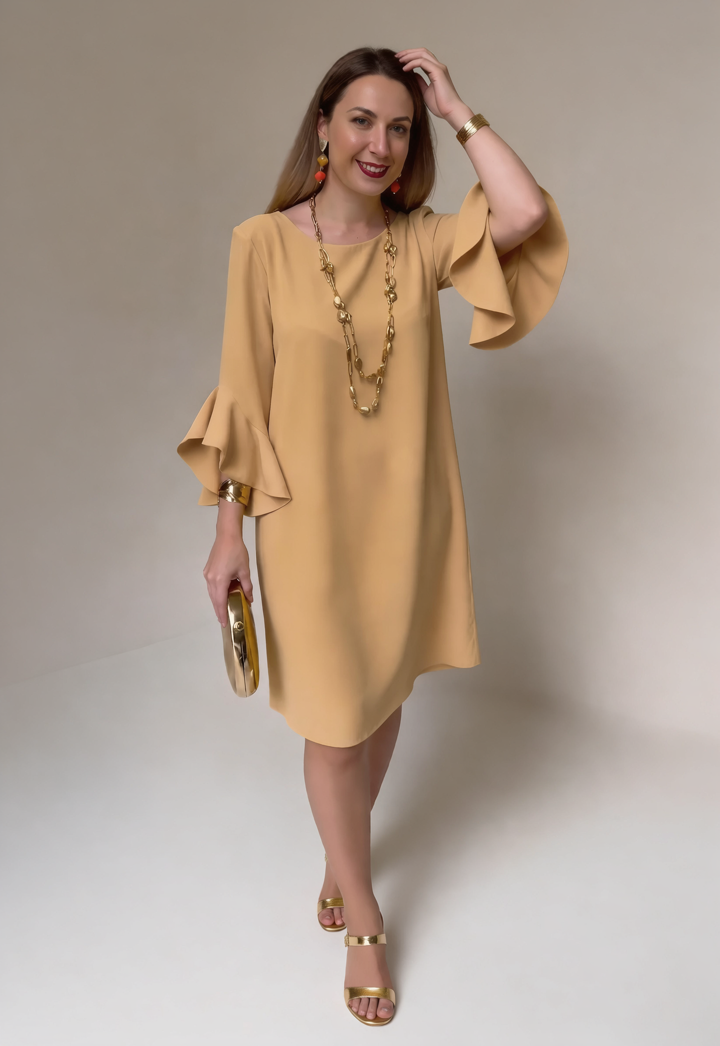 Fiorella Albanese™ Elegantní mini šaty s volánkovými rukávy