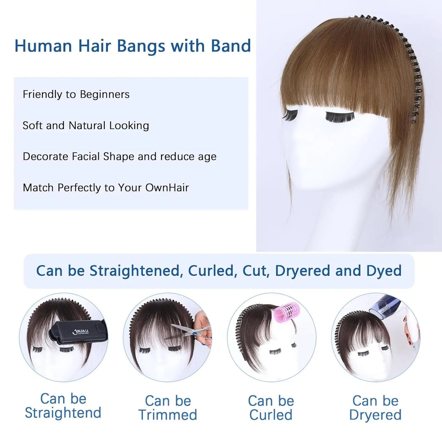 FringeWave™ Elegantní clip-on ofina s čelenkou