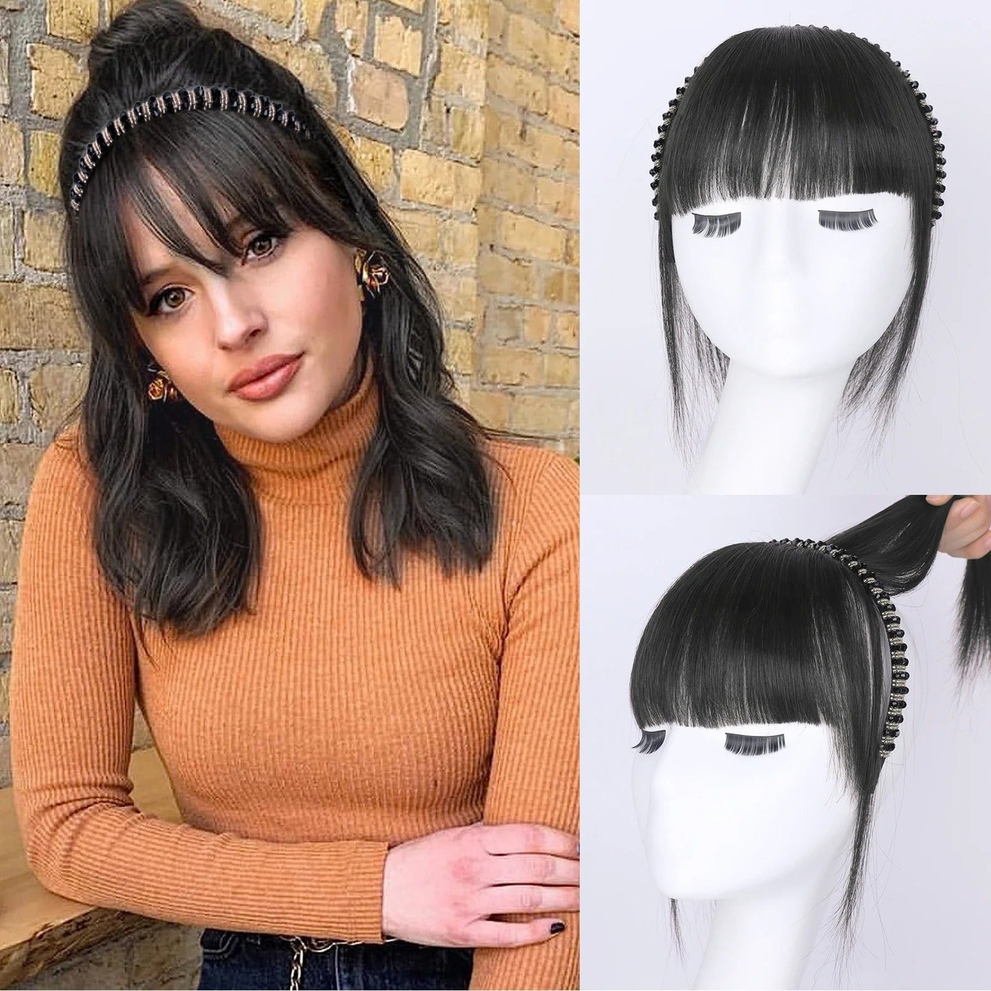 FringeWave™ Elegantní clip-on ofina s čelenkou