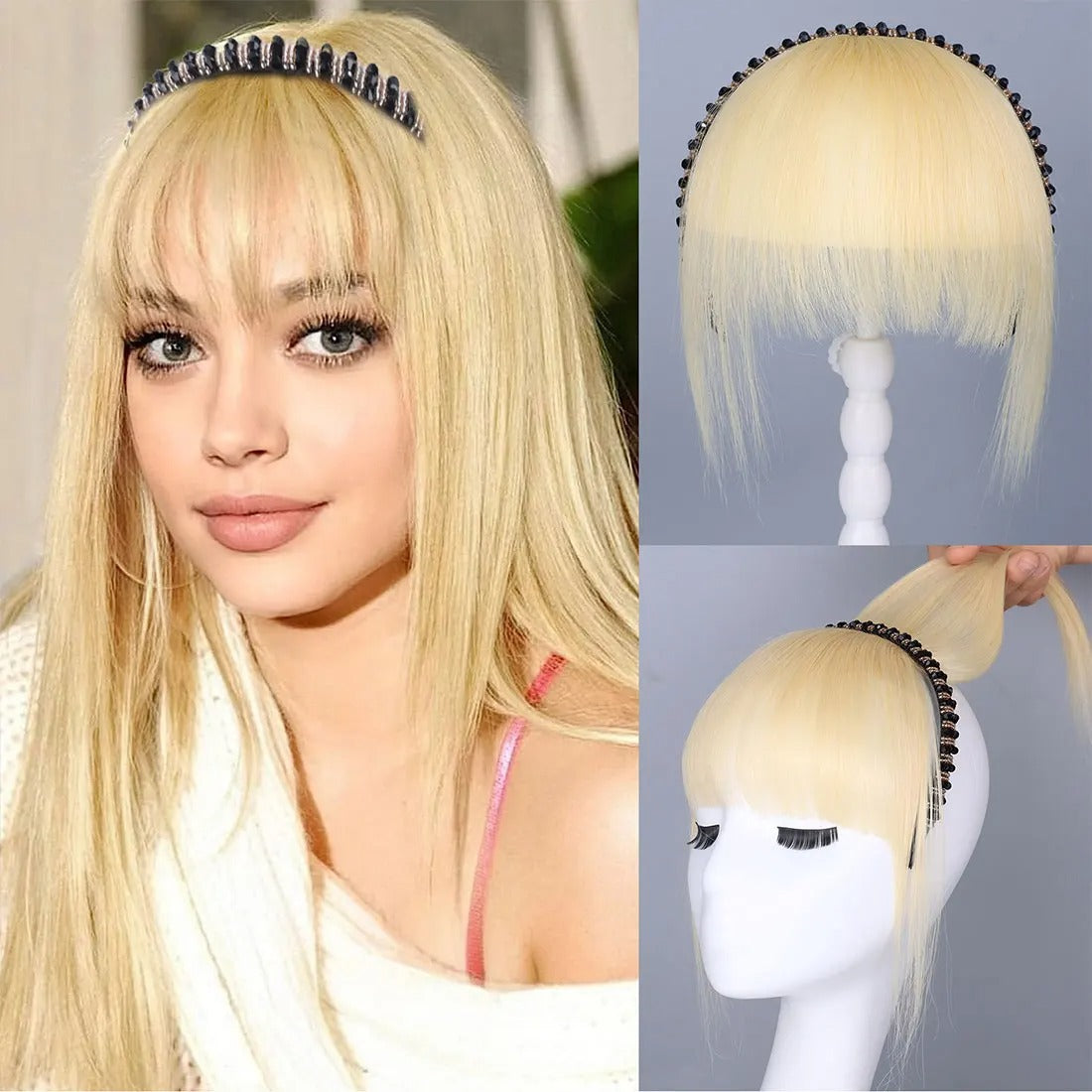 FringeWave™ Elegantní clip-on ofina s čelenkou