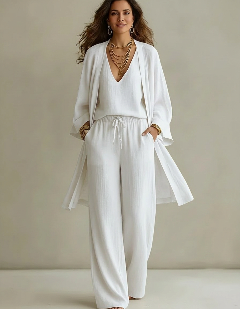 Gabriella Leone™ Elegantní set s kardiganem a kalhotami