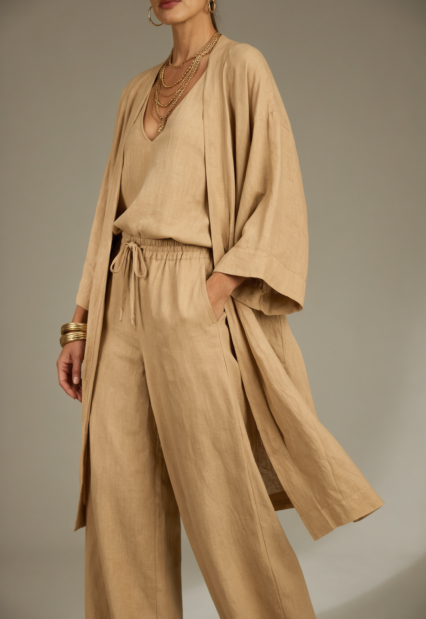 Gabriella Leone™ Elegantní set s kardiganem a kalhotami