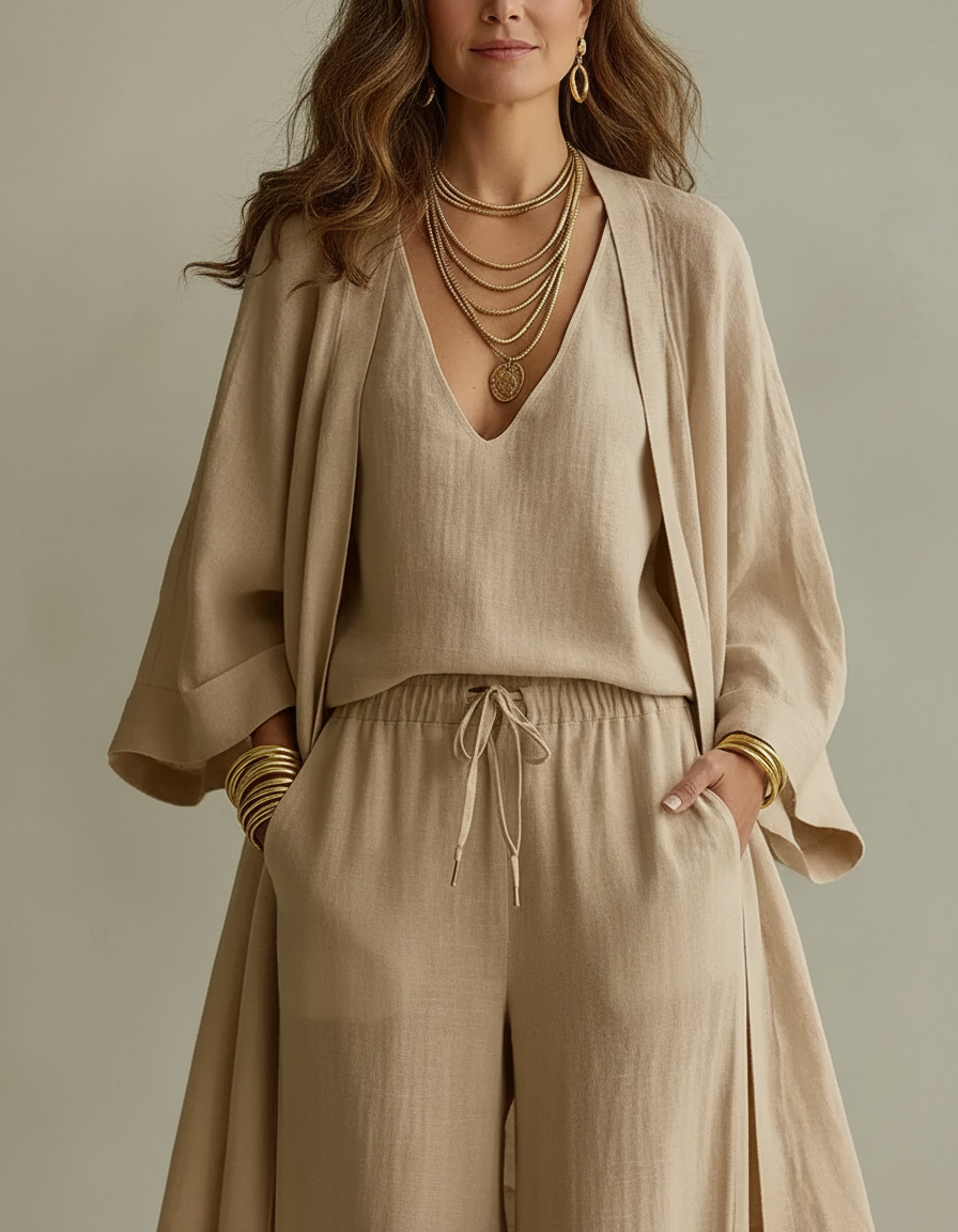 Gabriella Leone™ Elegantní set s kardiganem a kalhotami