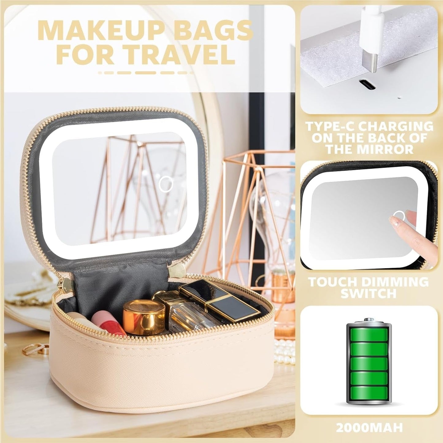 GlowKit Pro+™ Kompaktní kosmetická taška se LED zrcátkem