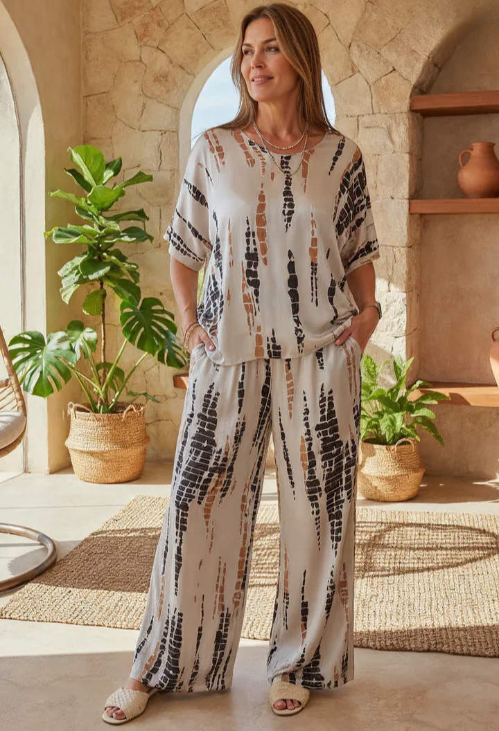 Greta Mancini™ Elegantní saténový set s kulatým výstřihem